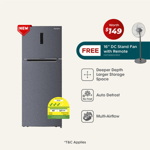 [NEW MODEL] Pre-Order Lumine Series 415L Top Mount Fridge with FREE 16” DC Stand Fan with Remote (Worth $149)