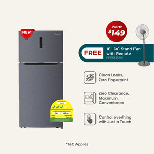 Lumine Series 480L Top Mount Fridge with FREE 16” DC Stand Fan with Remote (Worth $149)