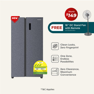 Grande Series 595L Side by Side Fridge with FREE 16” DC Stand Fan with Remote (Worth $149)