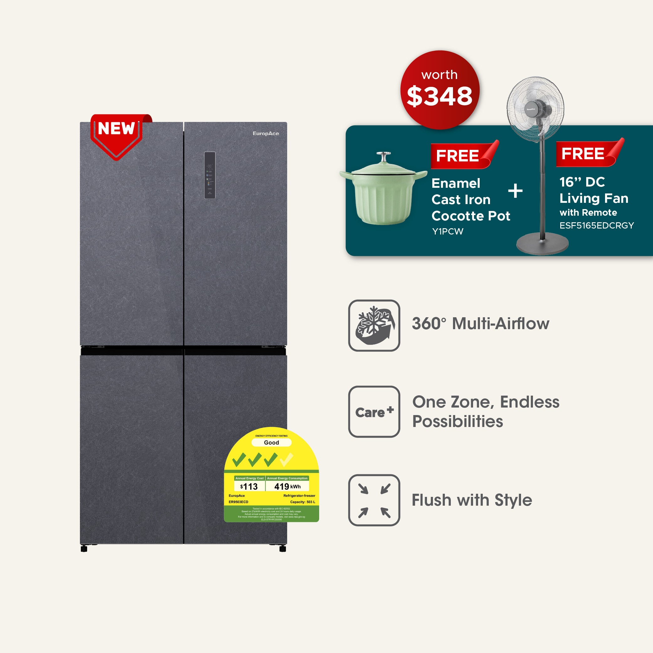 GWP Promotion | Glacier Series 503L Cross Door Fridge