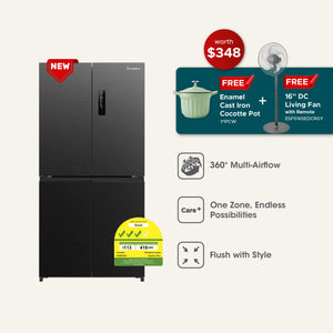 Glacier Series 503L Cross Door Fridge with FREE 16” DC Stand Fan with Remote and Enamel Cast Iron Cocotte Pot (Worth $348)