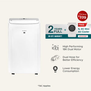 [Extra Powerful] [Preorder] 18,000 BTU Dual Hose Portable Air Conditioner | 360sqft, Compact Series with 2Years Full Warranty (Worth $200) + FREE mini air cooler (Worth $139)