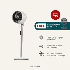 [NEW MODEL] Luna 7" Air Circulator | Aesthetically Pleasing | Quiet Performance | 3D Oscillation