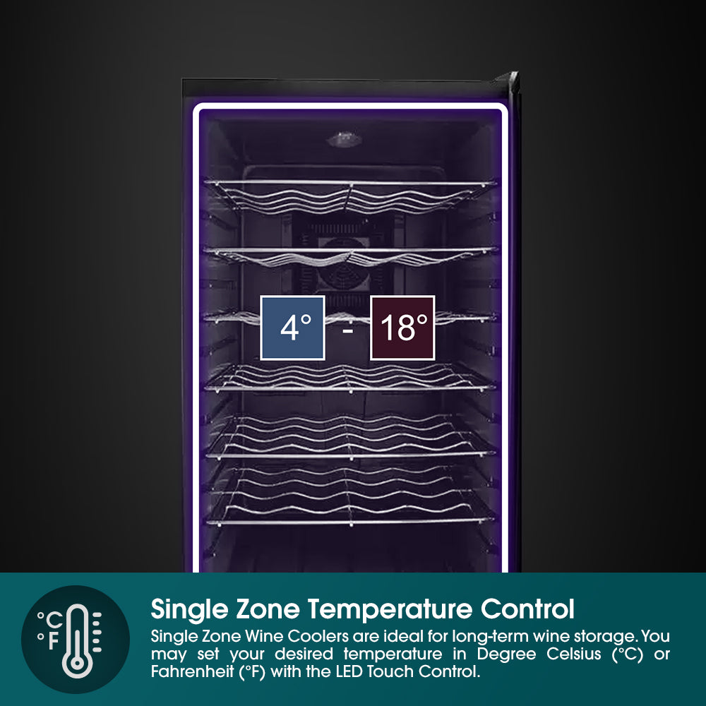 33 Bottles Wine Chiller | 3 Layered Anti-UV Glass, Recessed Handle