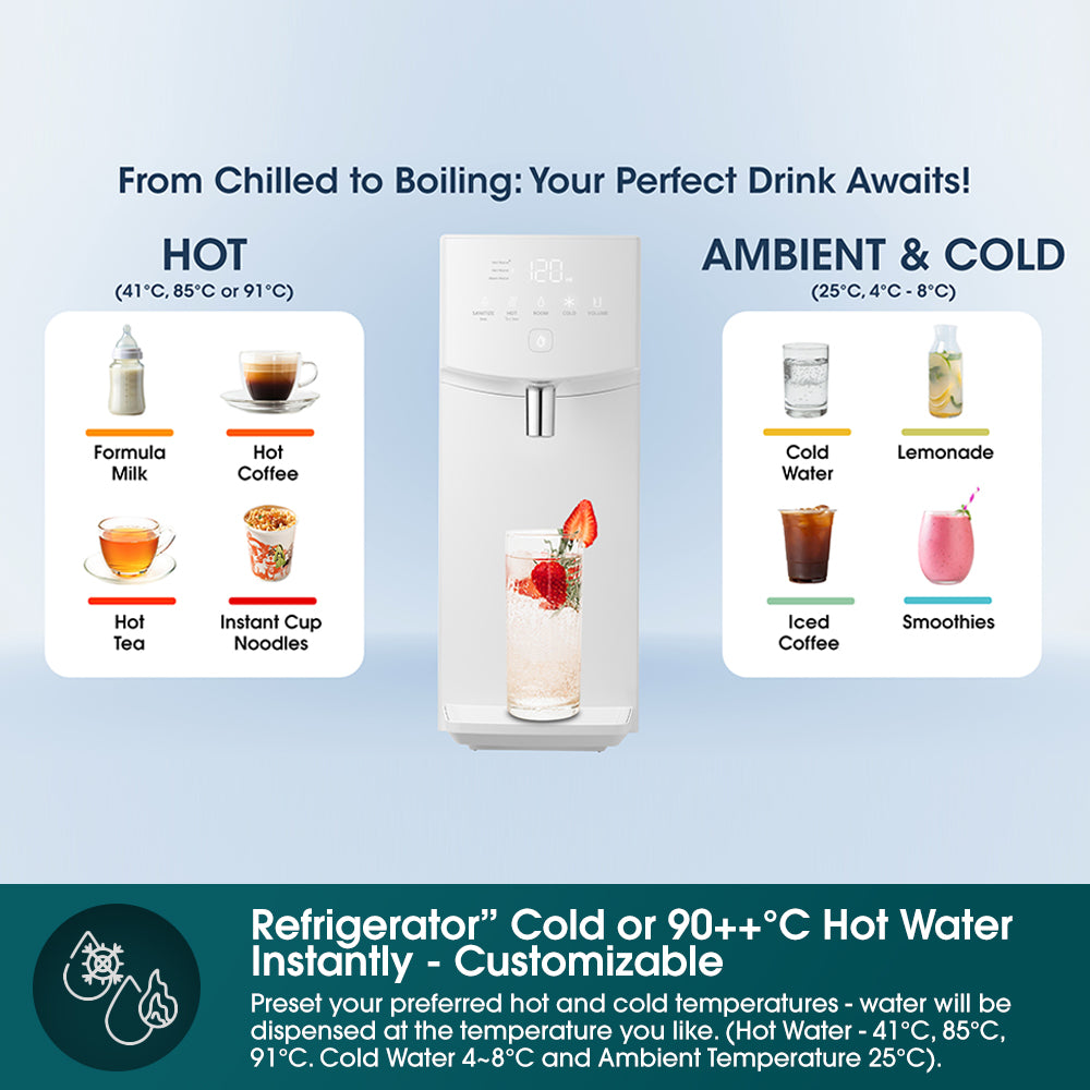 EuropAce EWP9120D Tankless Hot & Cold Water Purifier | Leak Proof Technology | Energy Saving | Made in Korea | Quality Water | Instant Refrigerator-Cold or 90++°C Hot Water