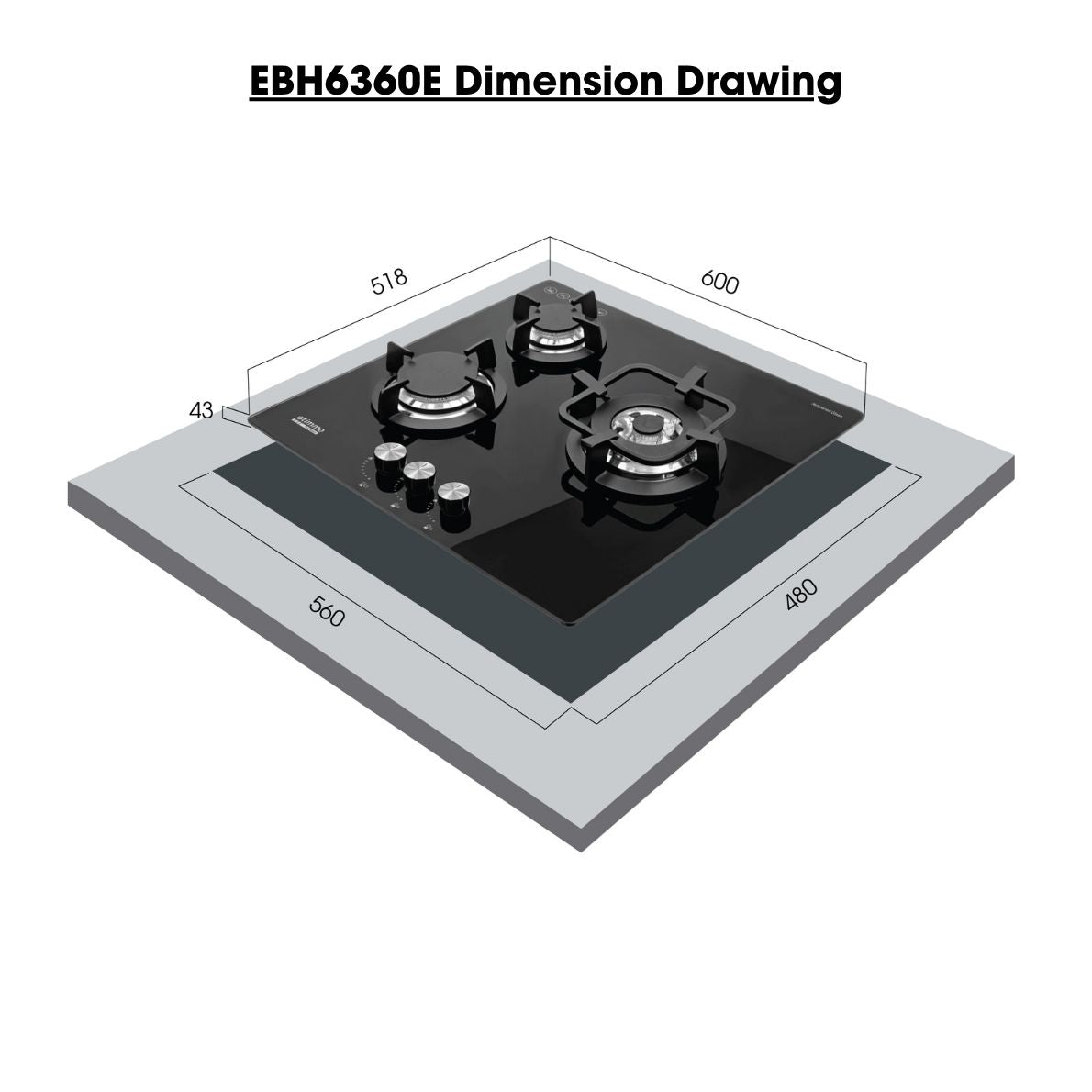 60cm Built-In Gas Hob (3burner)