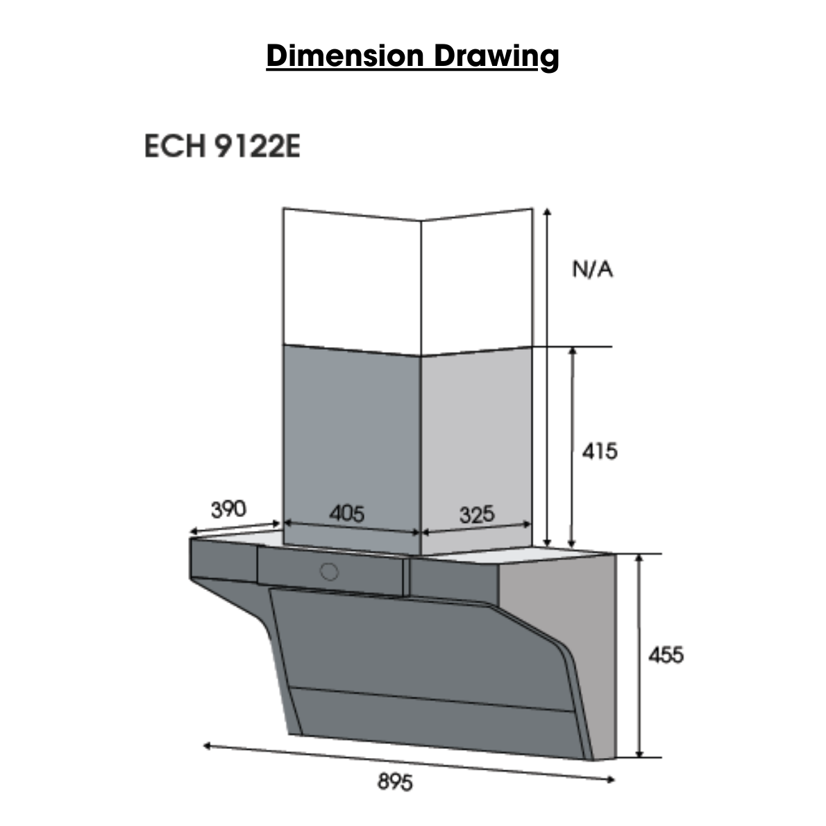90cm 1200m3/h L-Shaped Hood with Dual Suction